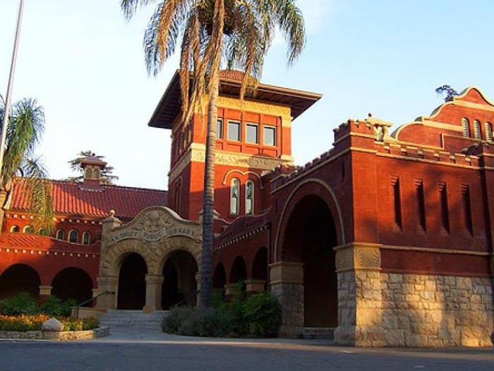 A.K. Smiley Public Library's entrance